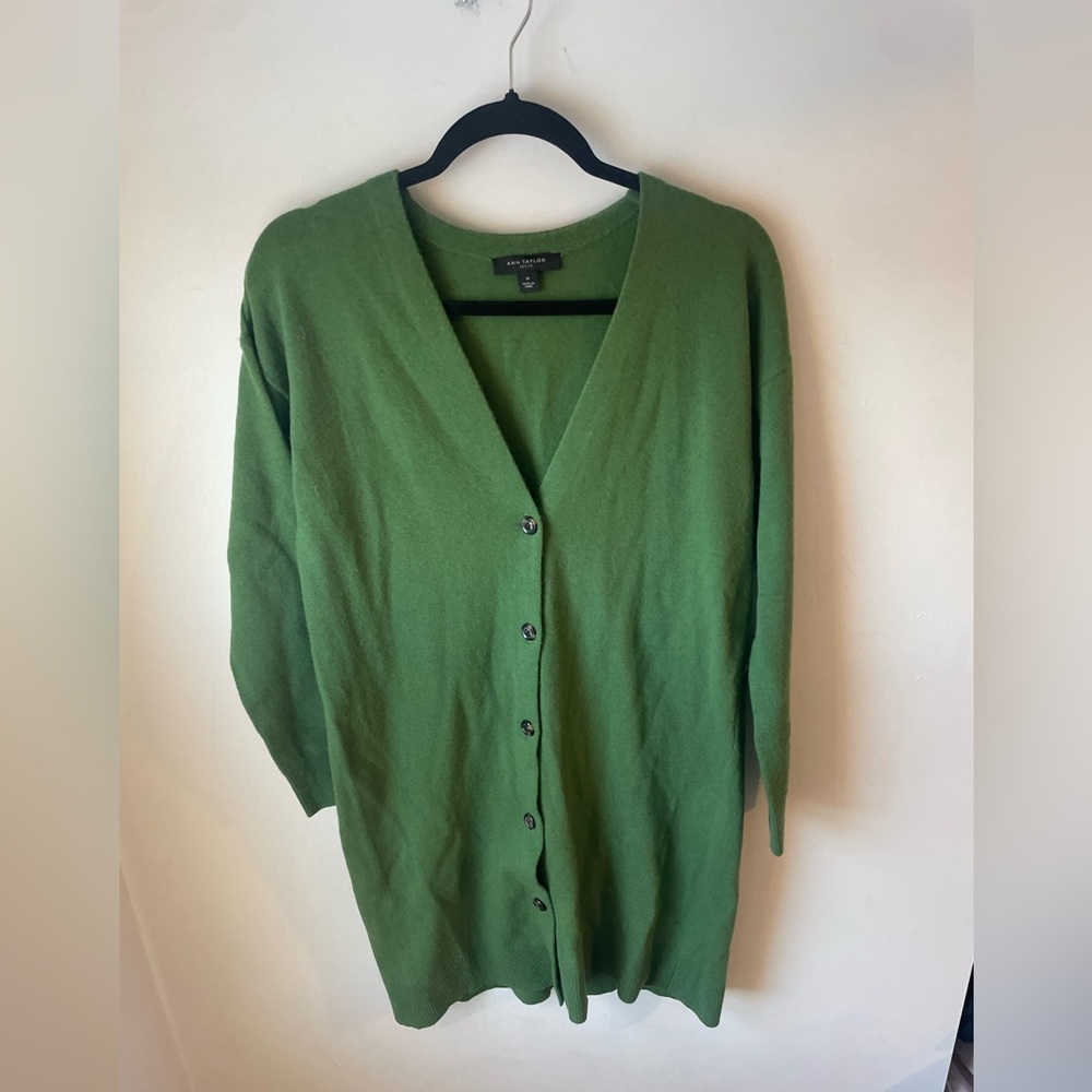 Ann Taylor Petite Wool Blend Green Casual Cardigan Small P